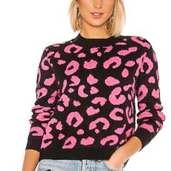 Line & Dot Revolve Shopbop Civet Leopard Pink Crewneck Sweater XS - Picture 1 of 8